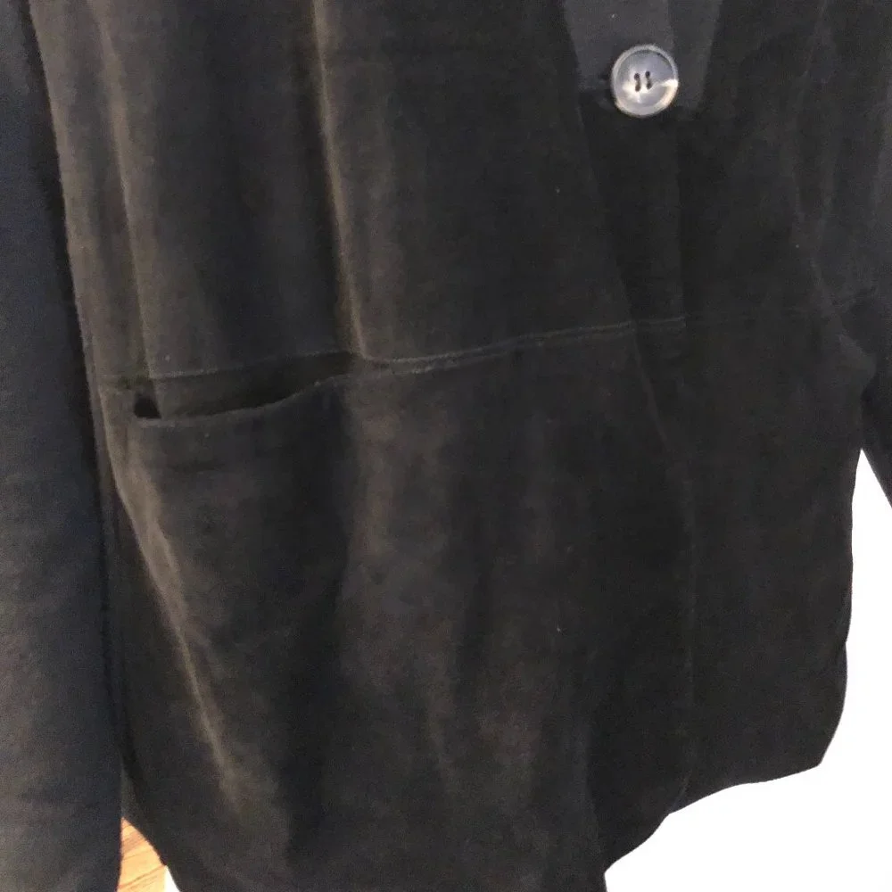 Ecru Suede + Knit V Neck Cardigan / Jacket